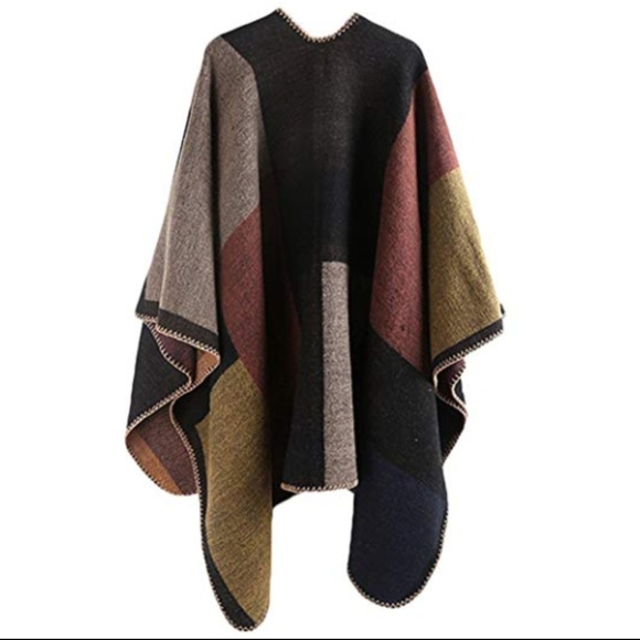 RESTOCK NWT Fall Colors Autumn Blanket Poncho Coat - Picture 3 of 8